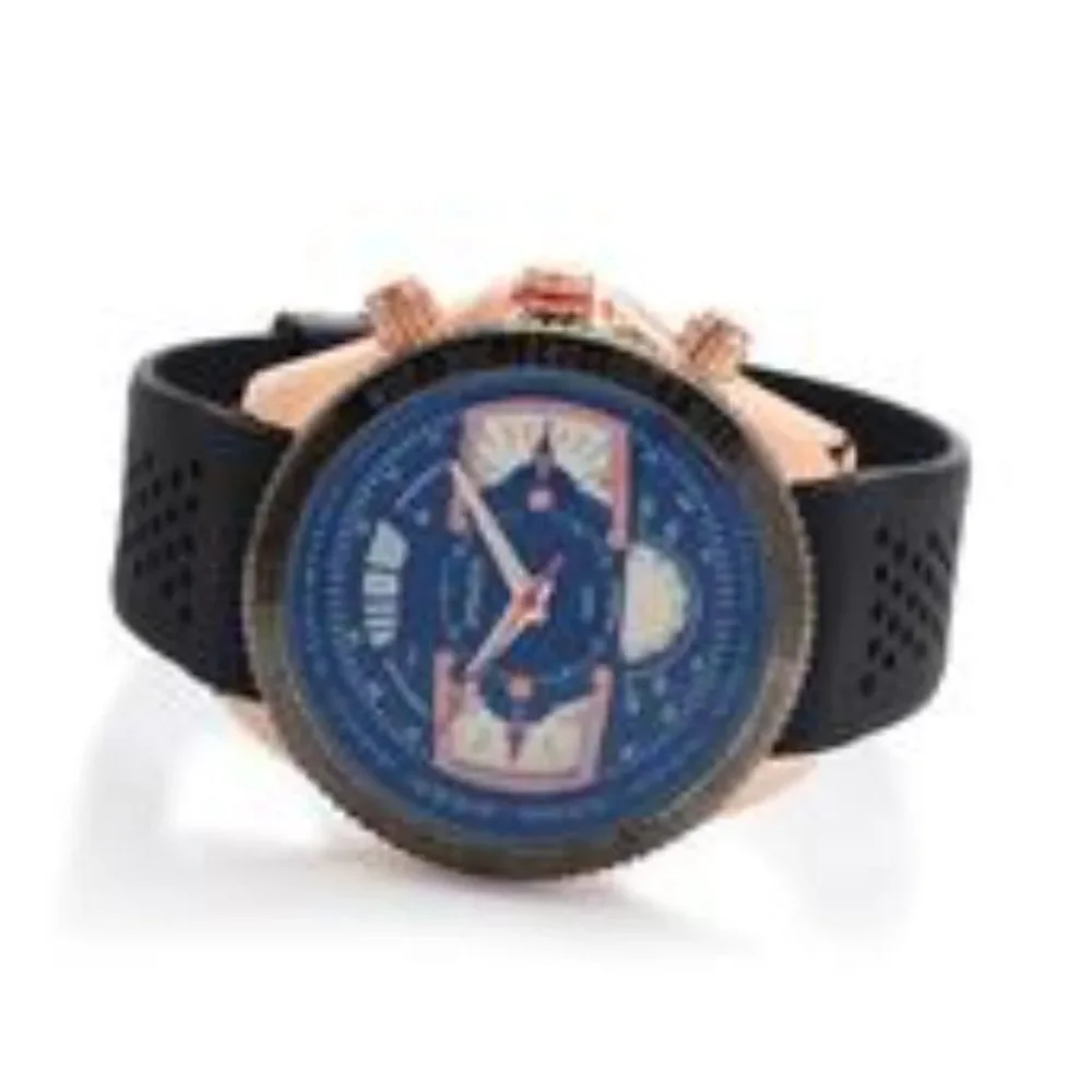 STRADA Watch in ION Plated Black Silicone Strap